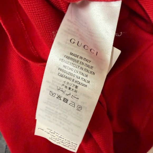 Gucci Logo Men's Red Polo with Navy Accents - Picture 6 of 7